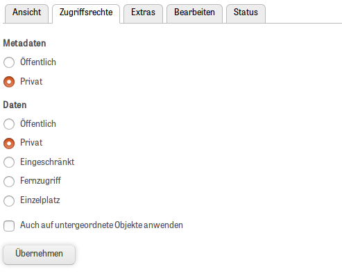 Screenshot zur Verdeutlichung von Sichtbarkeiten in Regal